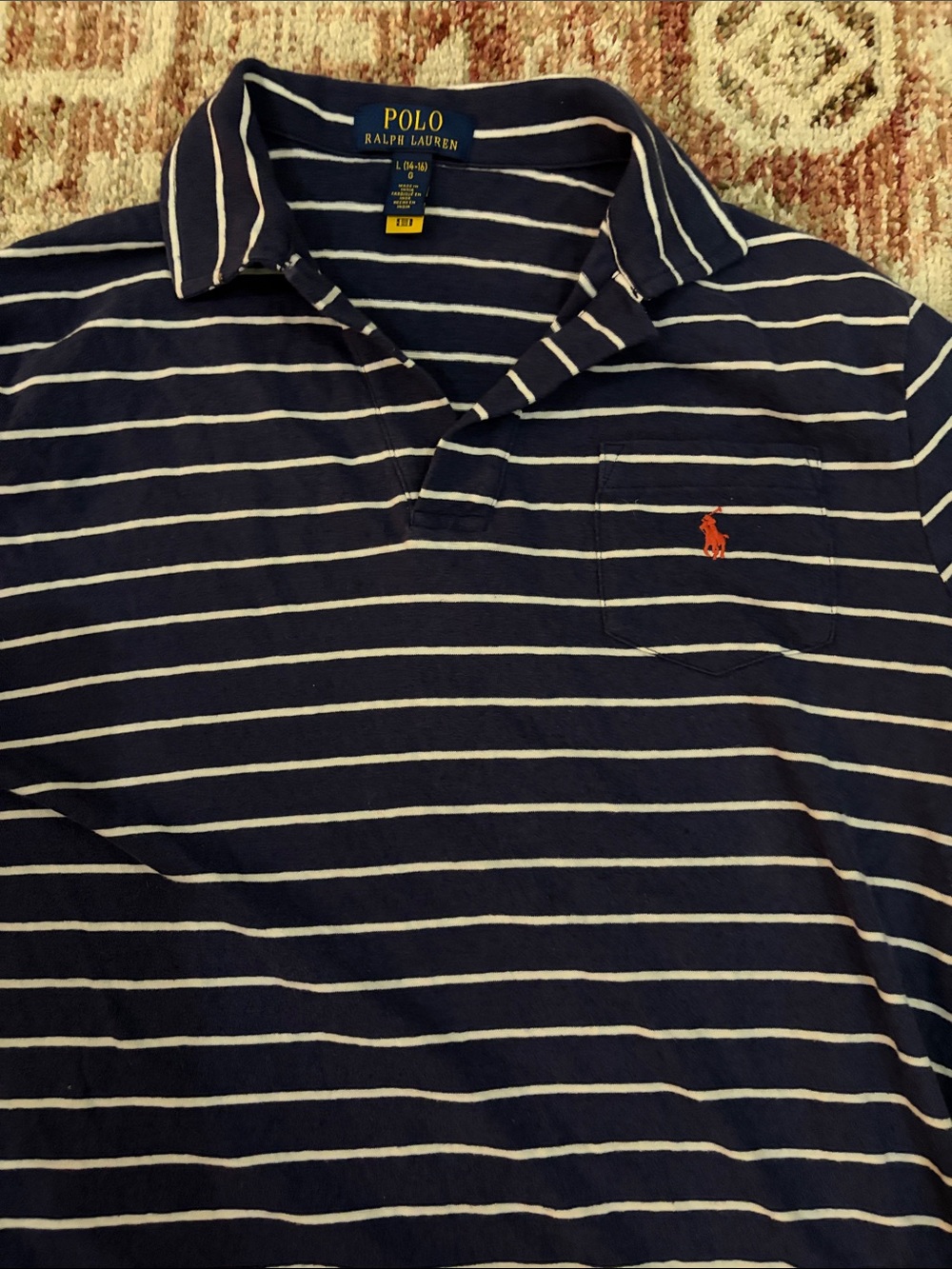 Polo by Ralph Lauren Navy and White Striped Boy’s Polo